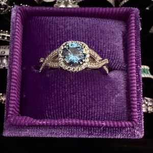 Dazzling Silver and Blue Stone Ring